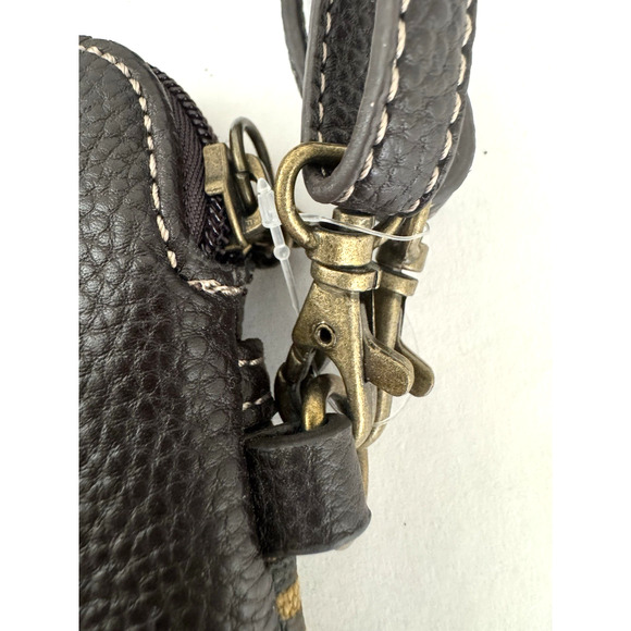 Chala Cell Phone Crossbody Bag Vegan-Leather Brown Gray Stripe Yorkshire Dog - Picture 7 of 13